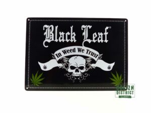 Plaque Emaillee Black Leaf