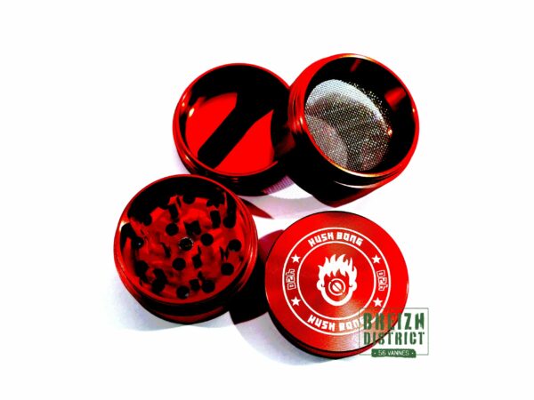 Grinder Kush Bong Métal Brillant Rouge