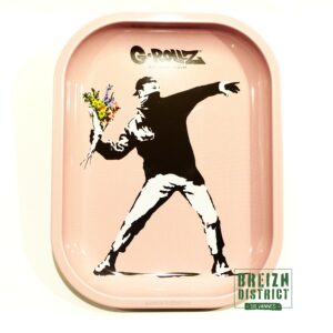 Rolling Tray Banksy's Graffiti 'Flower Thrower Pink' Tray